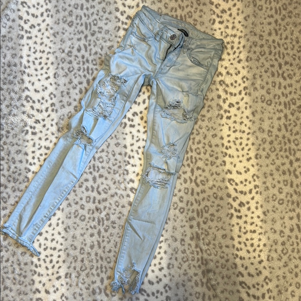 American Eagle Outfitters Blue Skinny Jeans Distressed